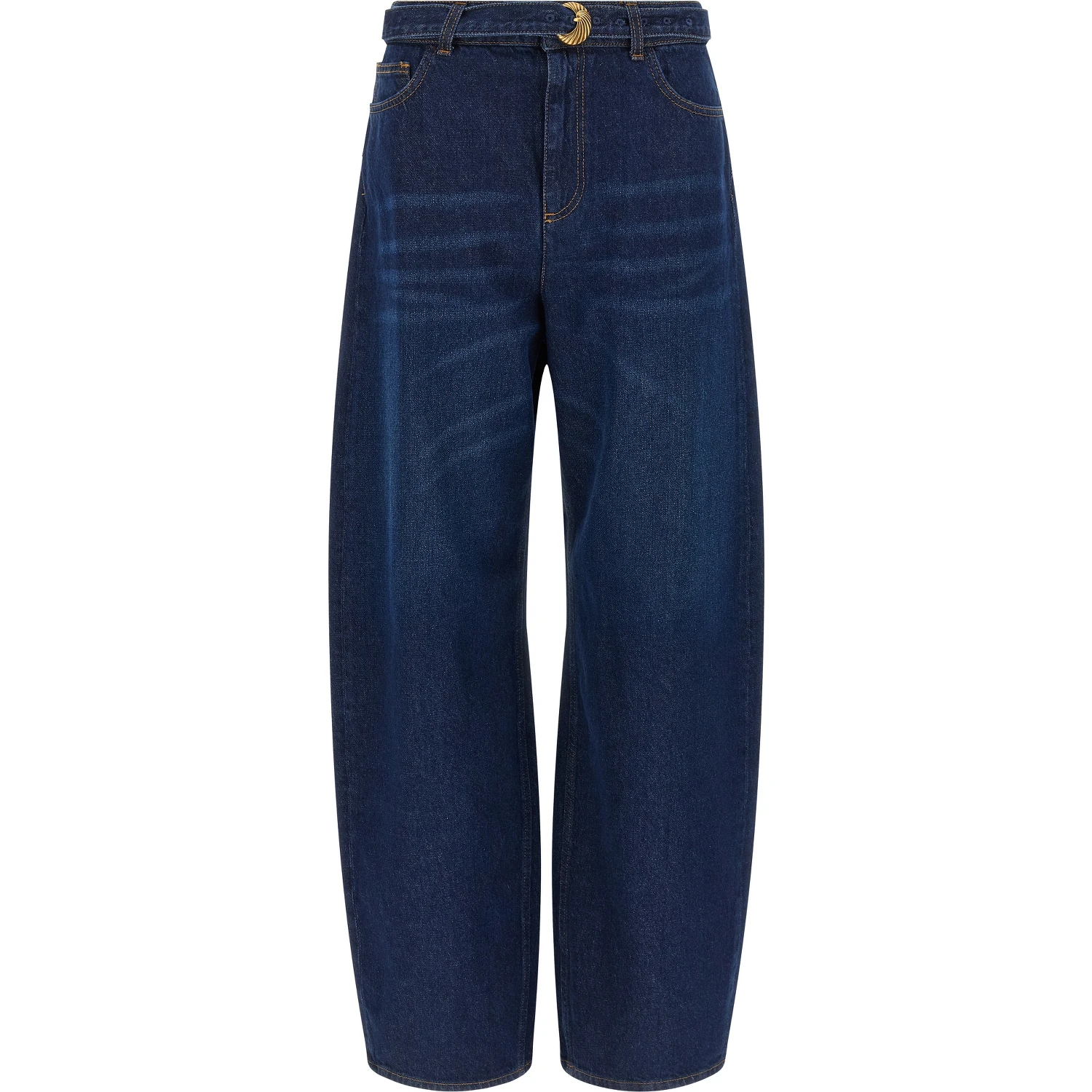 Blue Cotton High-Waisted Jean