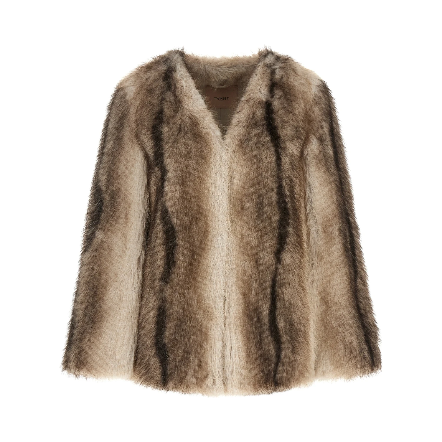 Brown Polyester Full-Length Jacket