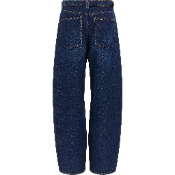 Blue Cotton High-Waisted Jean