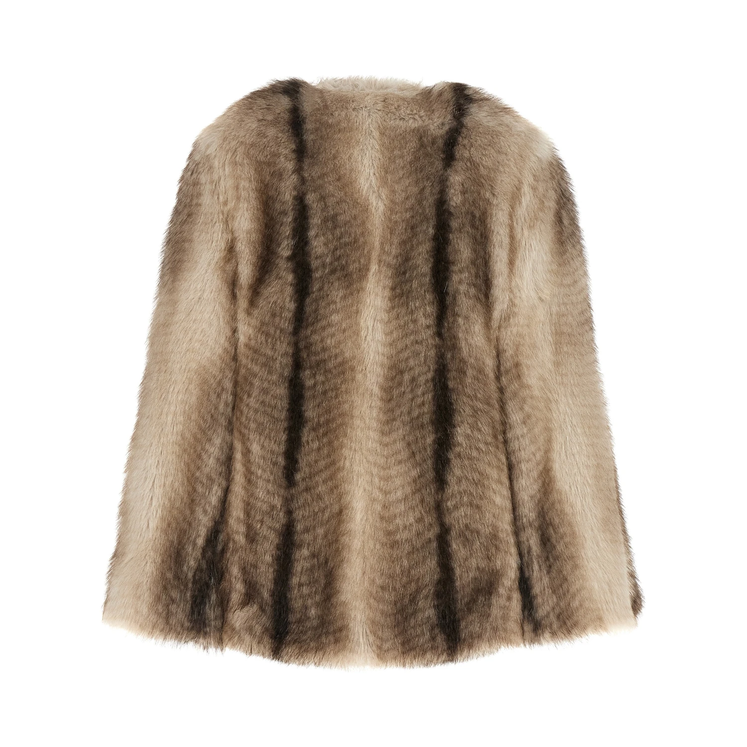 Brown Polyester Full-Length Jacket