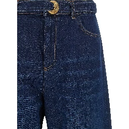 Blue Cotton High-Waisted Jean
