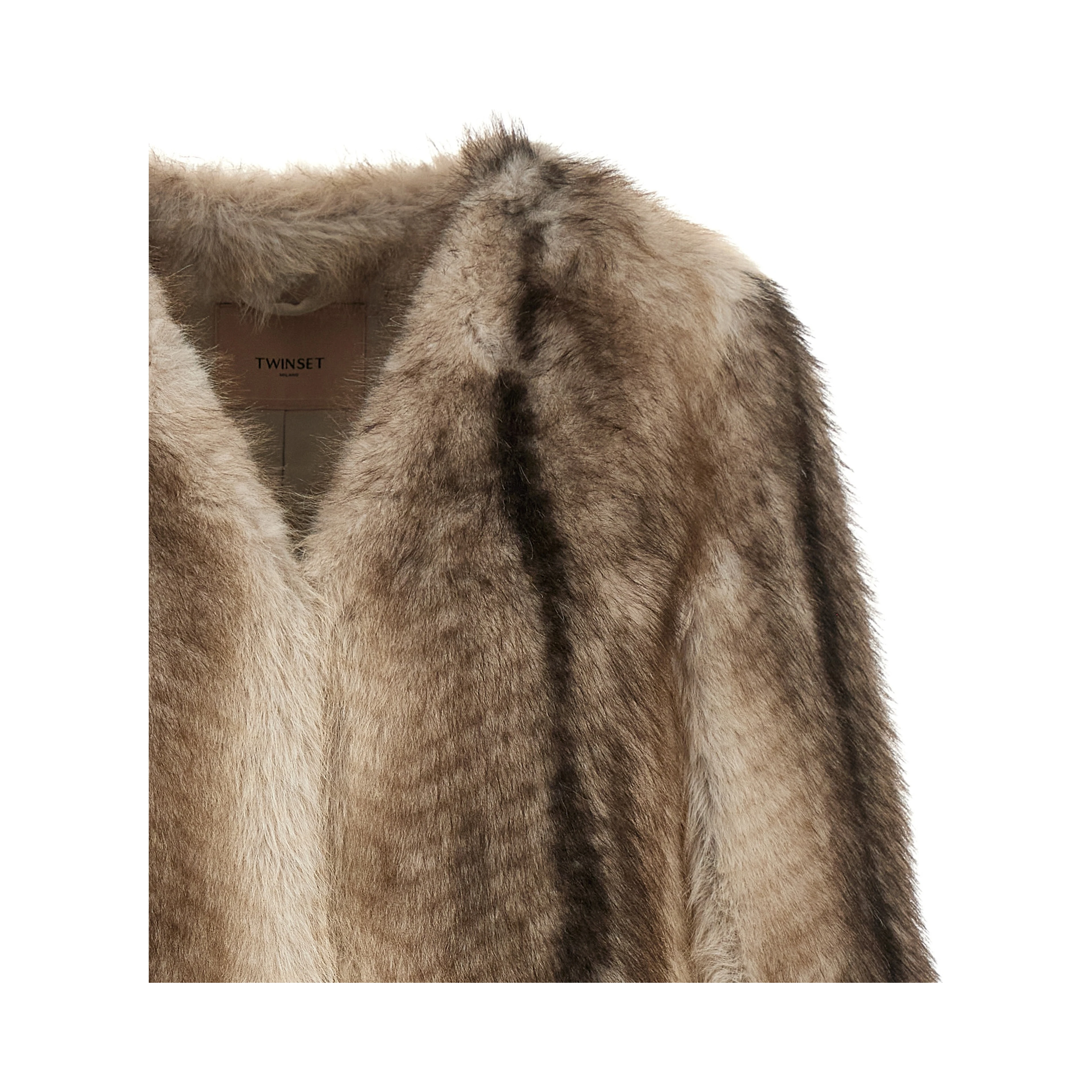 Brown Polyester Full-Length Jacket