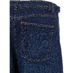 Blue Cotton High-Waisted Jean