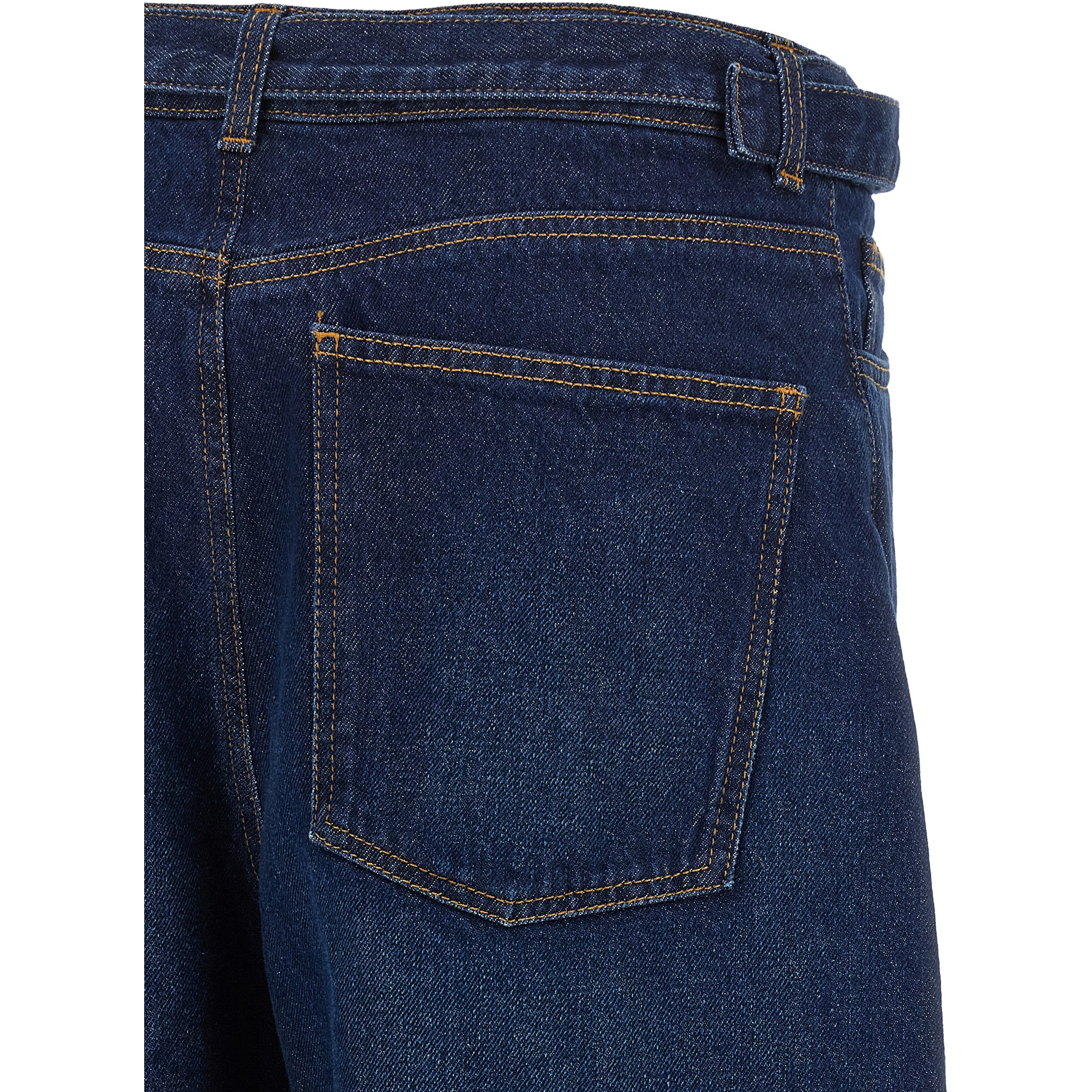 Blue Cotton High-Waisted Jean