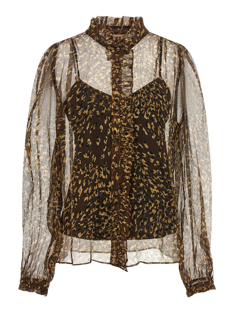 Brown Polyester Blouse