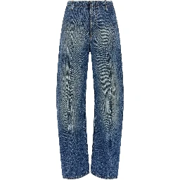 Blue Cotton High-Waisted Jean