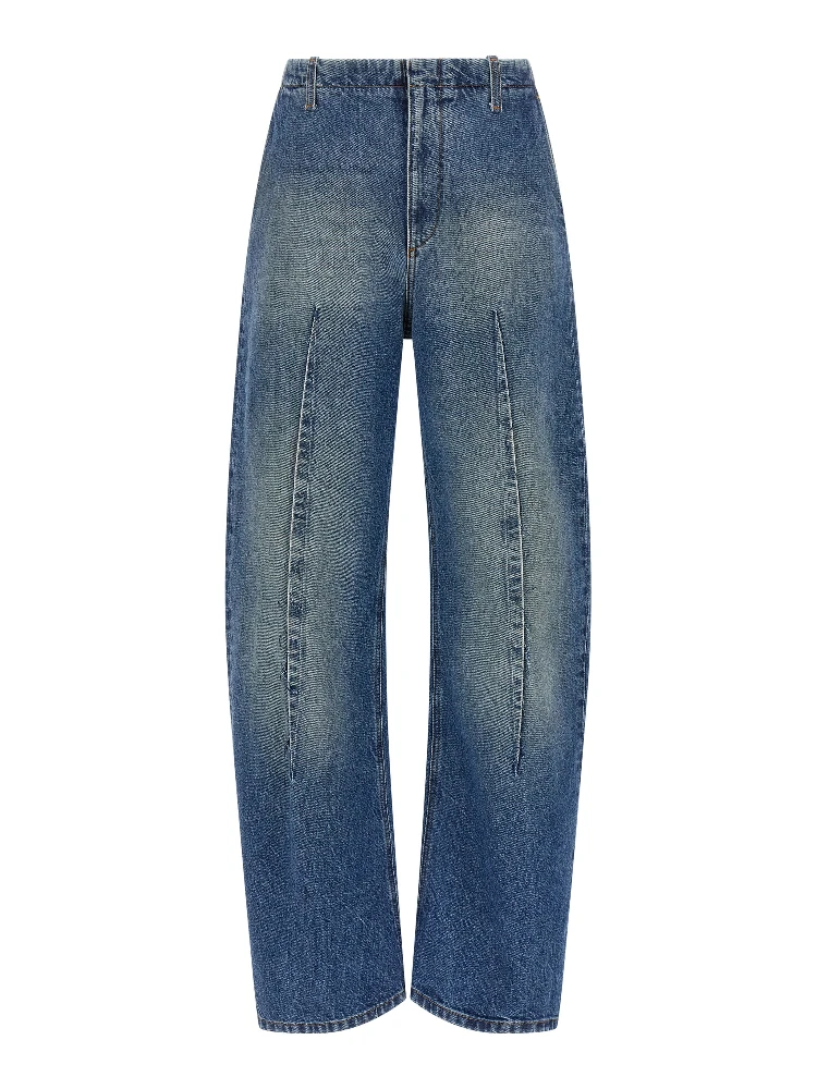 Blue Cotton High-Waisted Jean