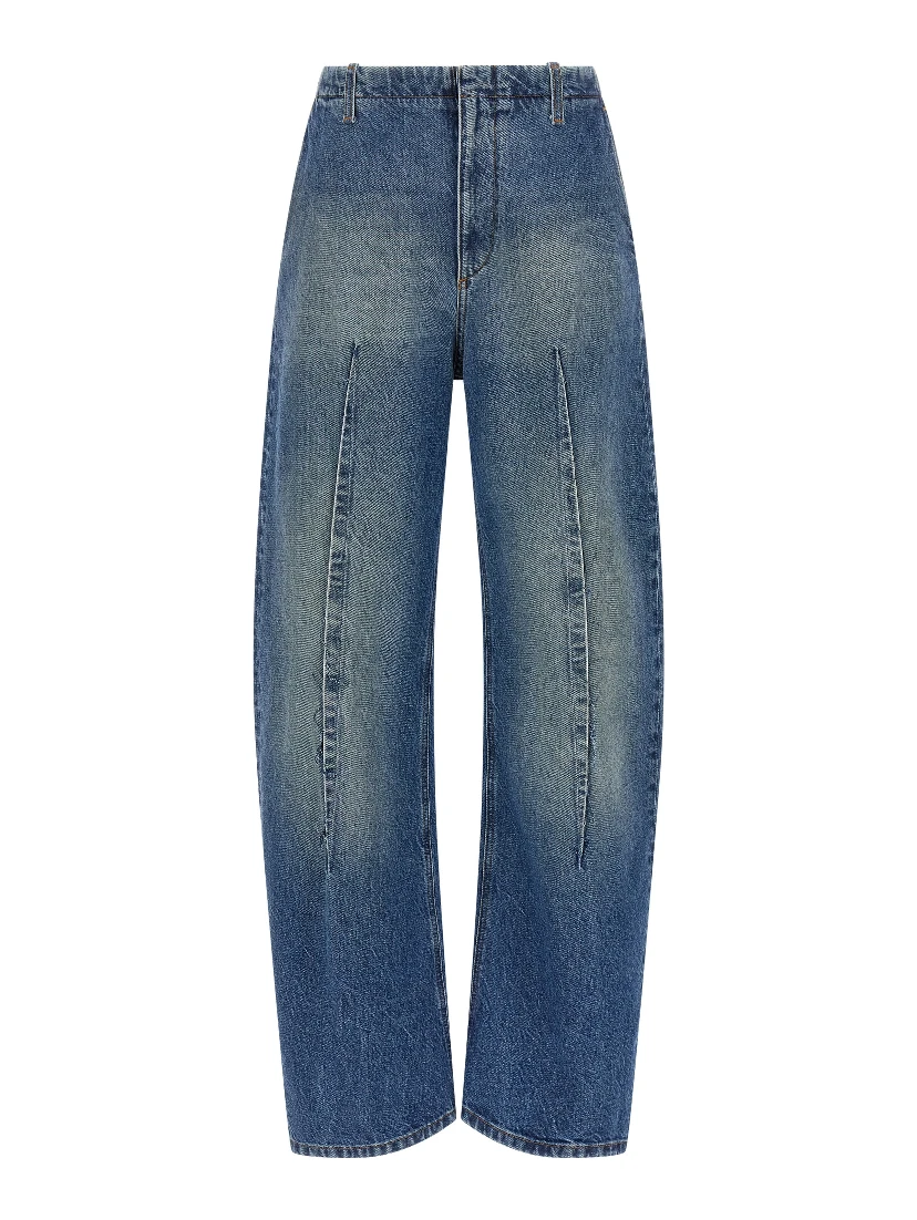 Blue Cotton High-Waisted Jean