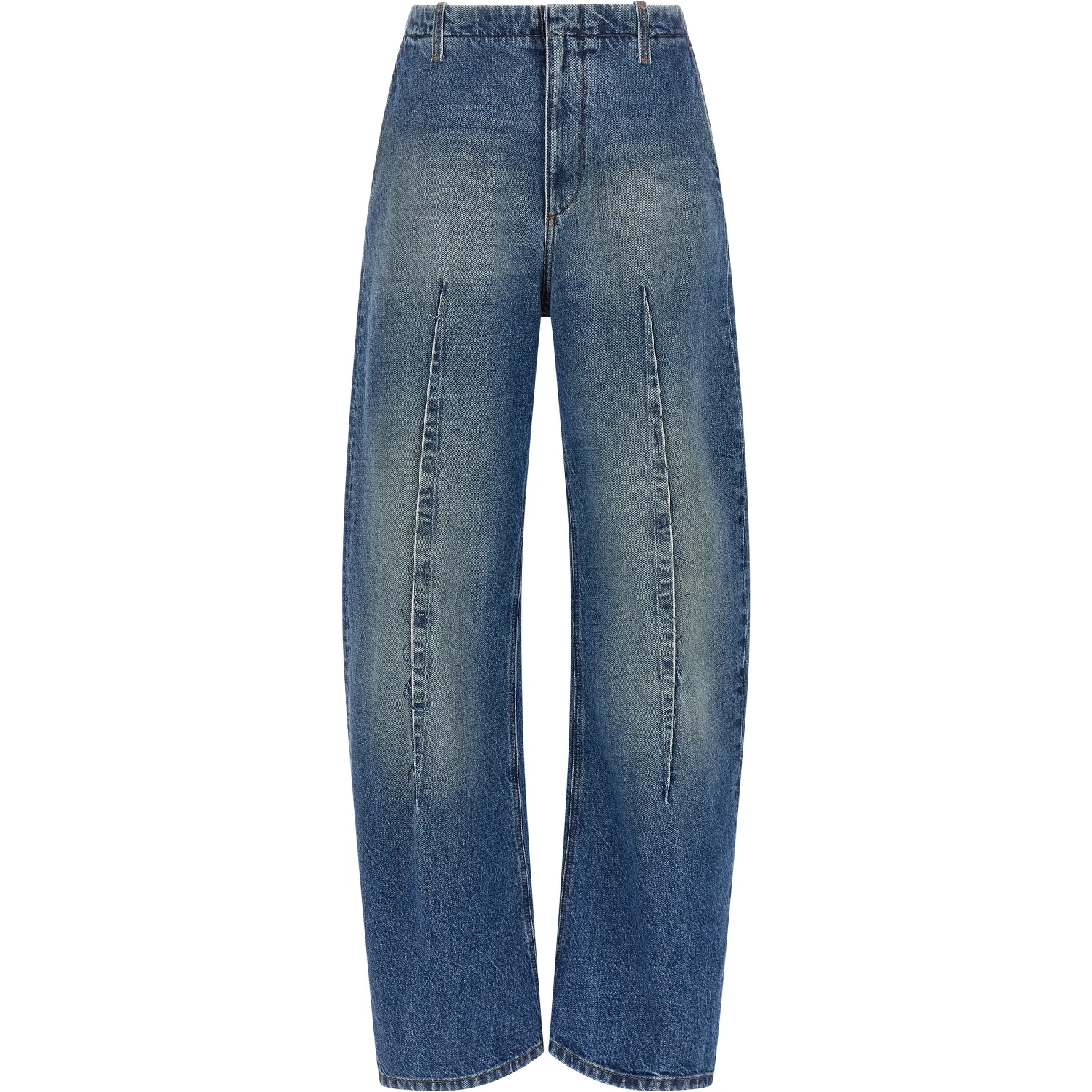 Blue Cotton High-Waisted Jean