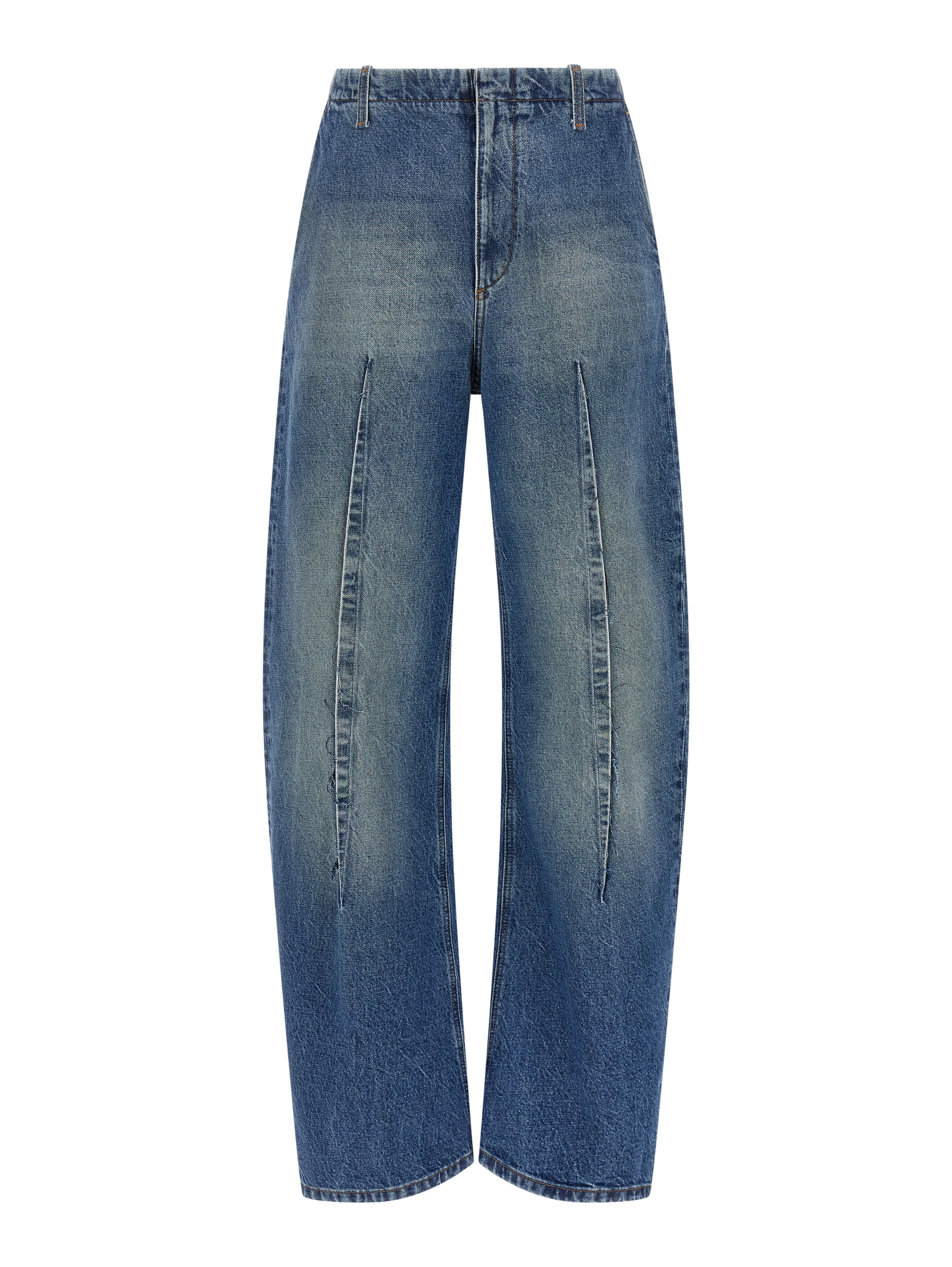 Blue Cotton High-Waisted Jean