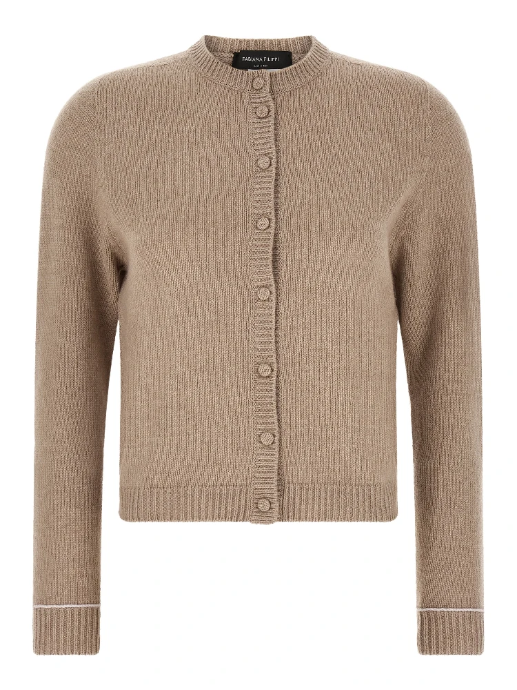 Beige Virgin Wool Cardigan