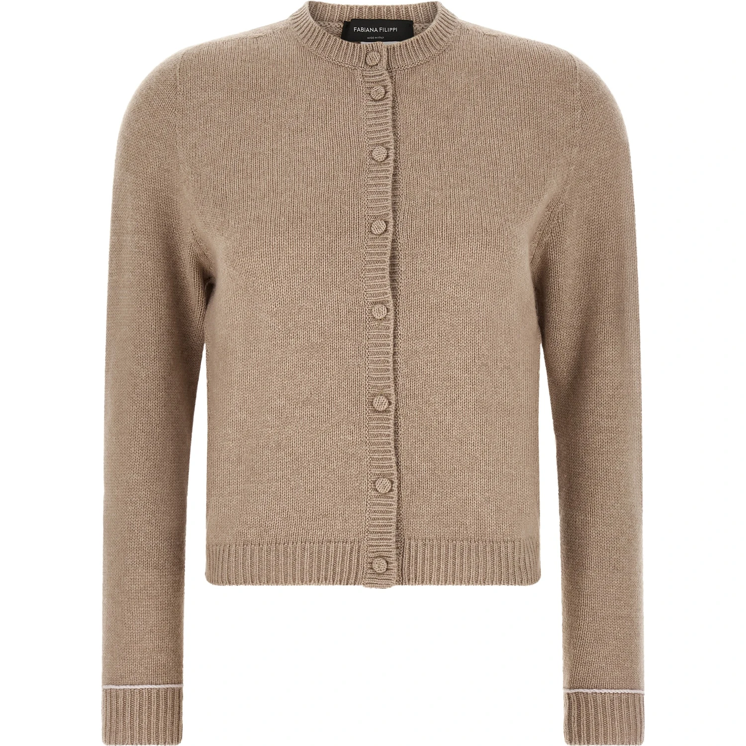Beige Virgin Wool Cardigan