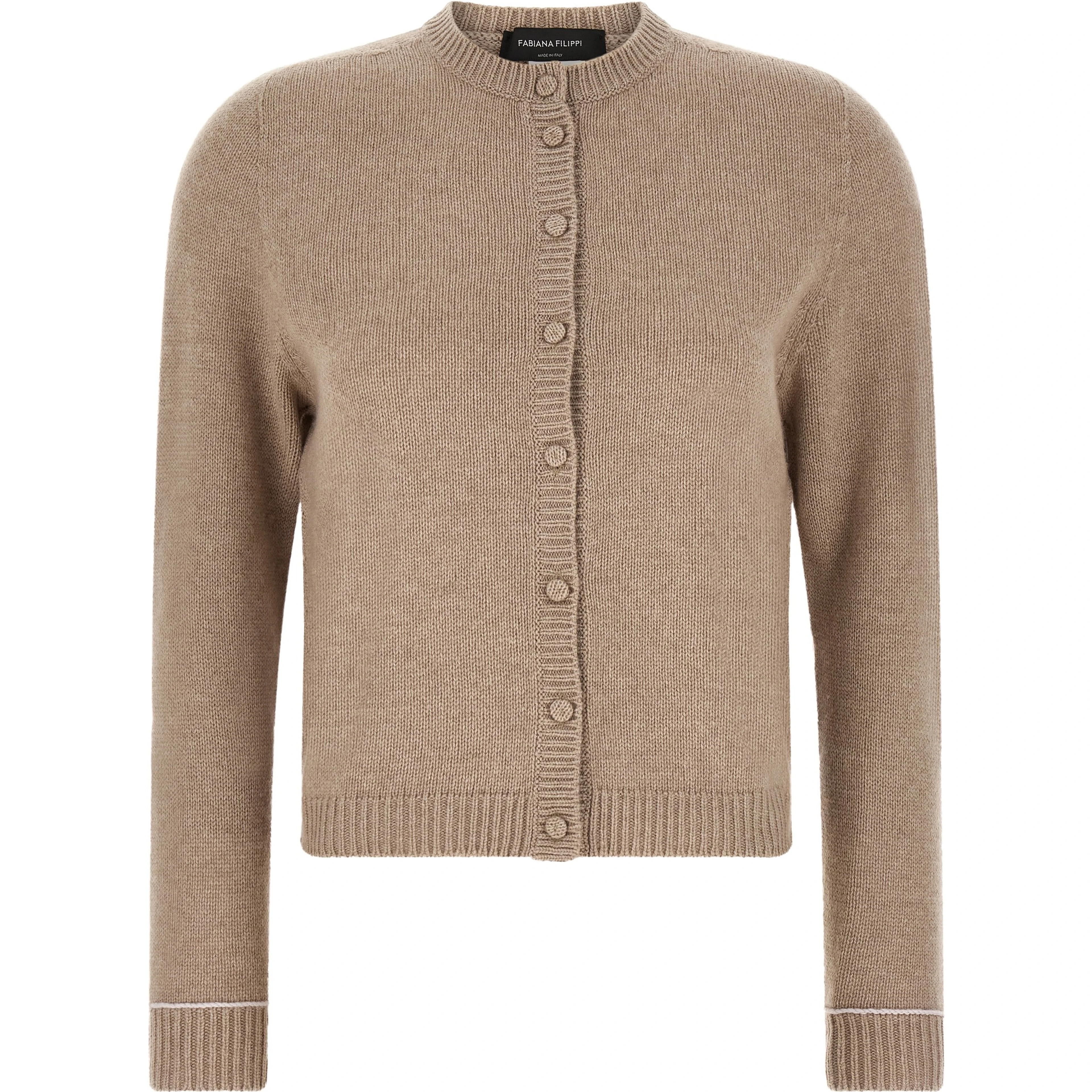Beige Virgin Wool Cardigan