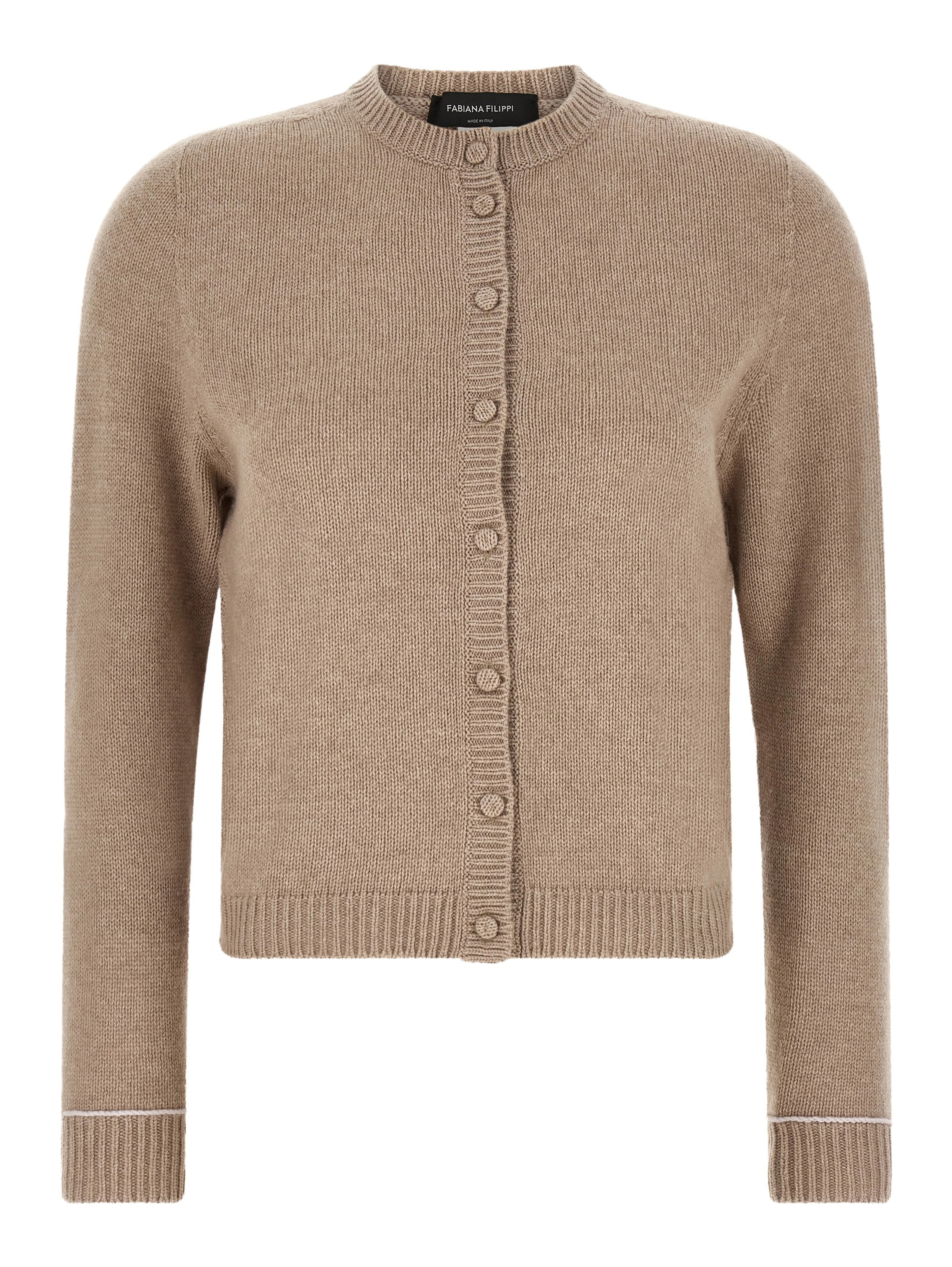 Beige Virgin Wool Cardigan