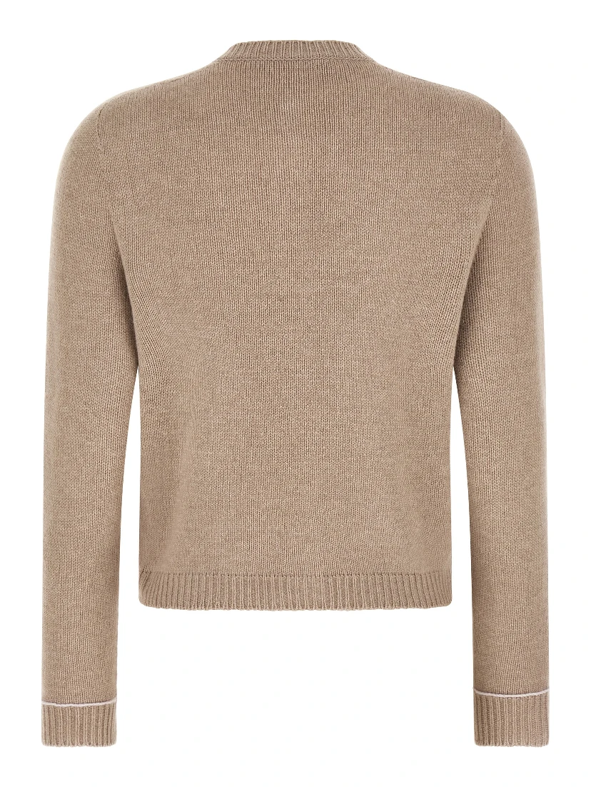 Beige Virgin Wool Cardigan
