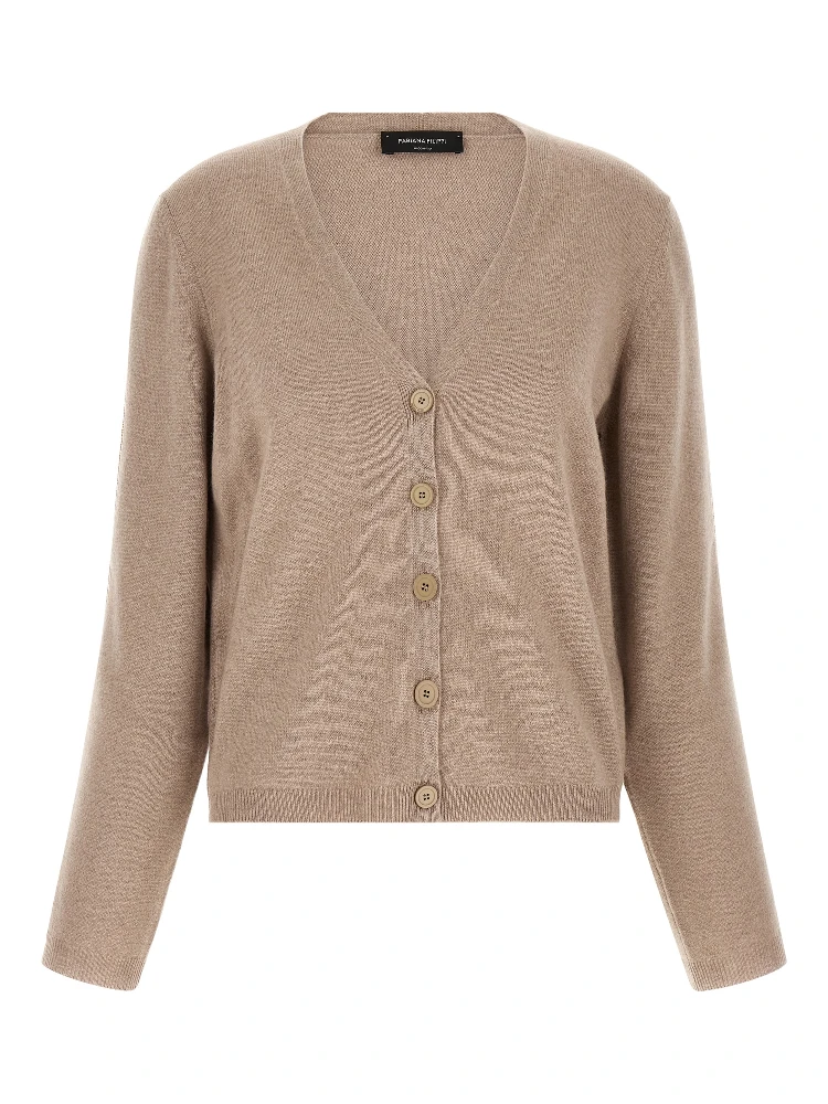 Beige Virgin Wool Cardigan