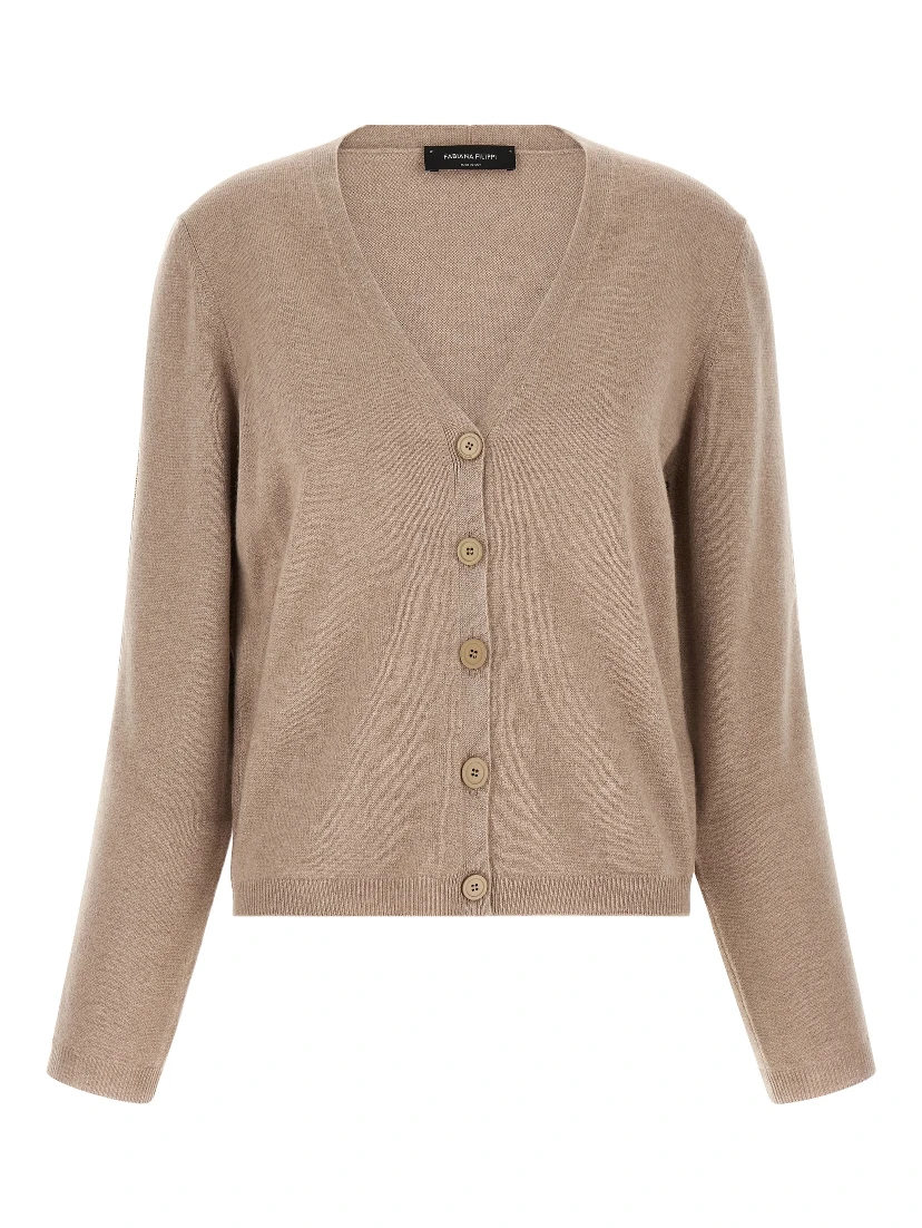 Beige Virgin Wool Cardigan