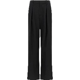 Black Polyester Casual Pants
