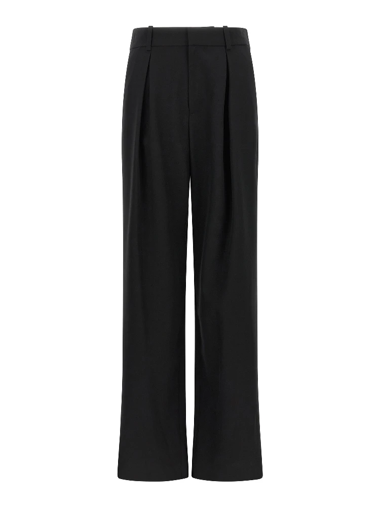 Black Polyester Casual Pants