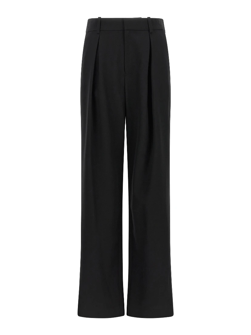 Black Polyester Casual Pants