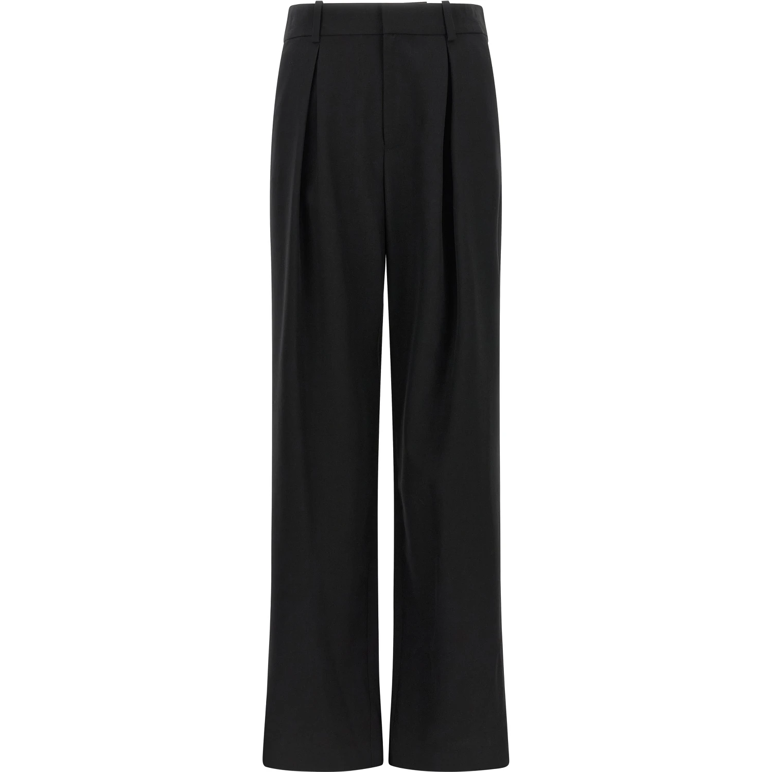 Black Polyester Casual Pants