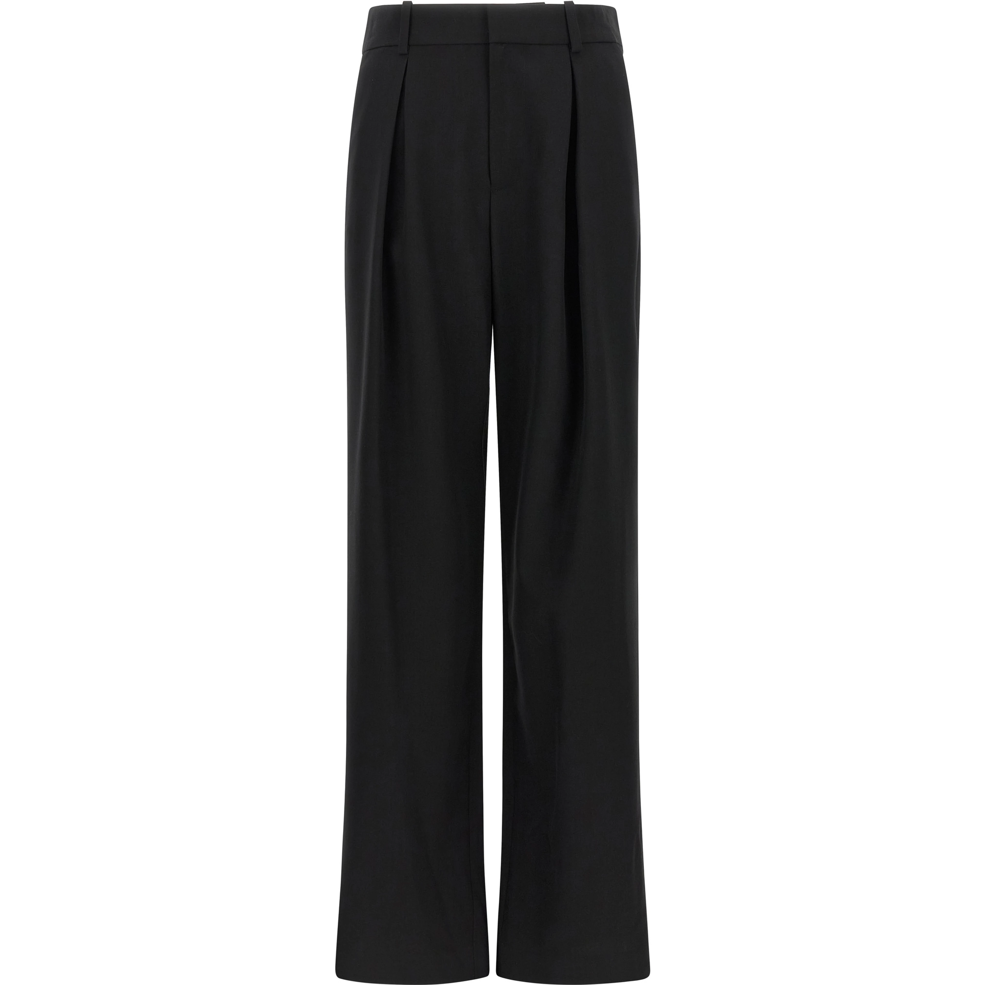 Black Polyester Casual Pants