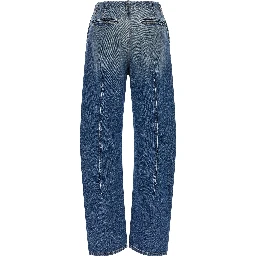 Blue Cotton High-Waisted Jean