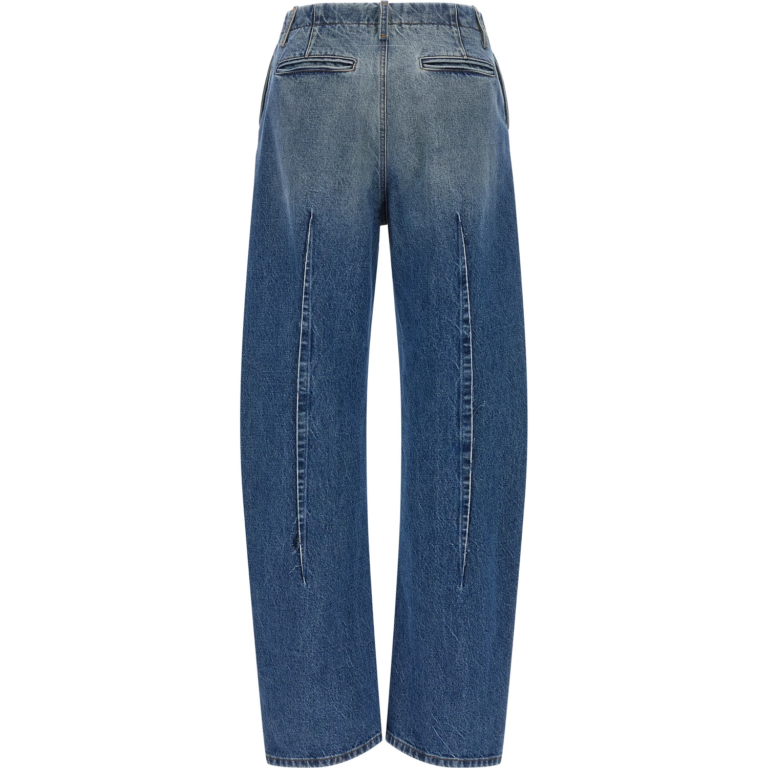 Blue Cotton High-Waisted Jean