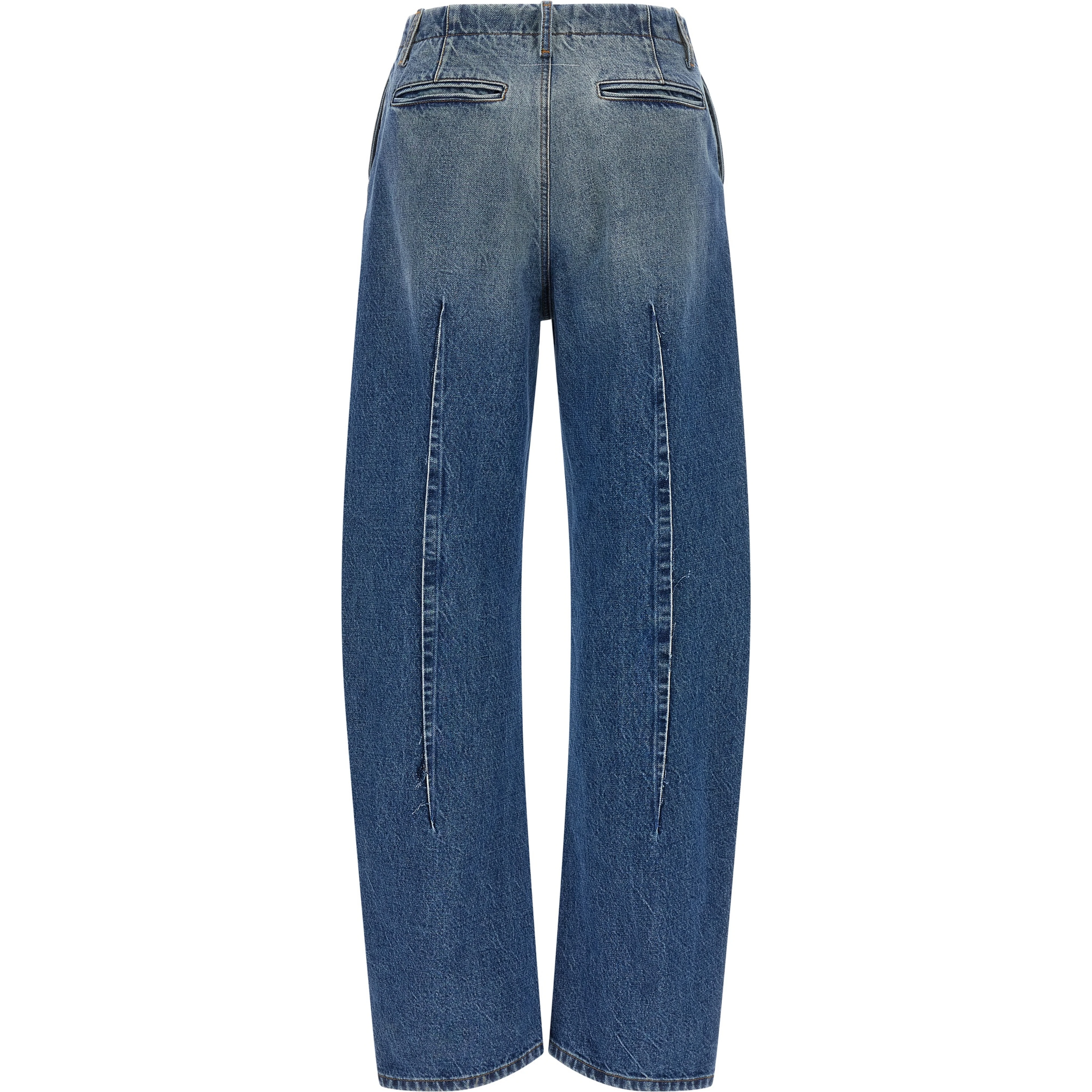 Blue Cotton High-Waisted Jean