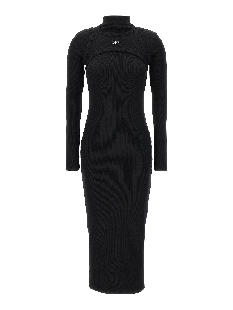 Black Cotton Midi Dress