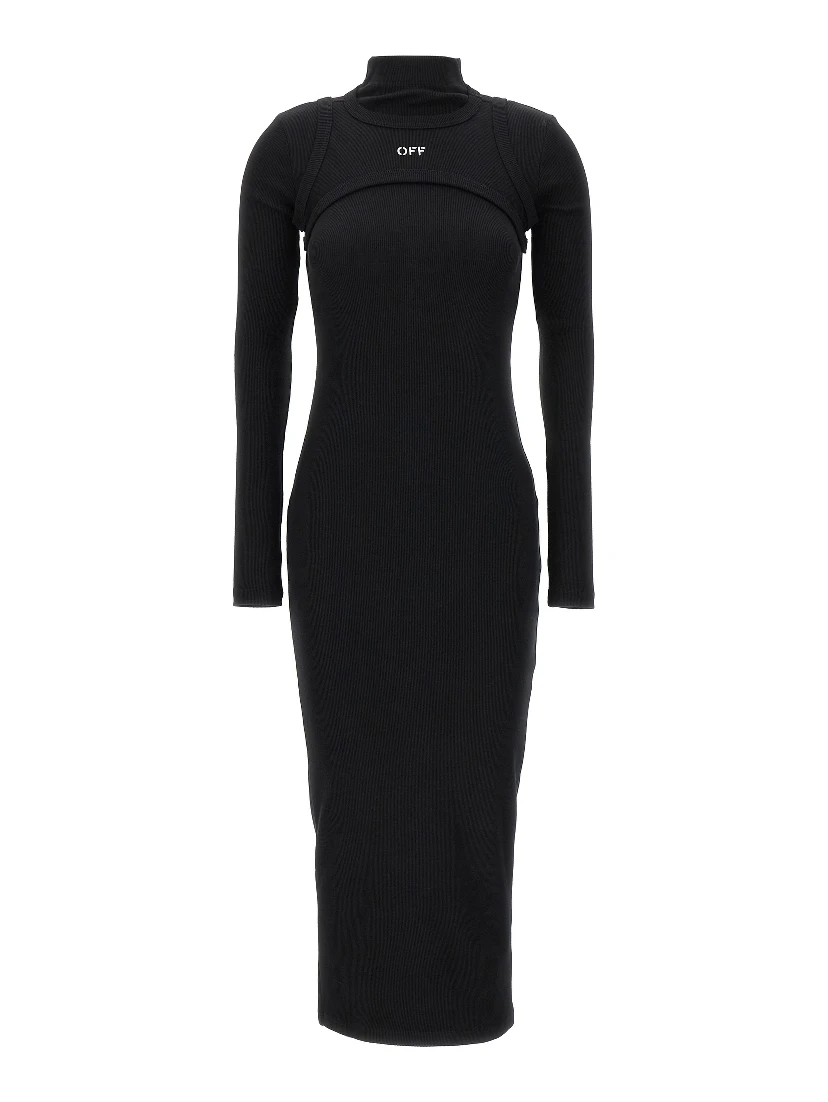 Black Cotton Midi Dress