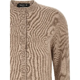 Beige Virgin Wool Cardigan