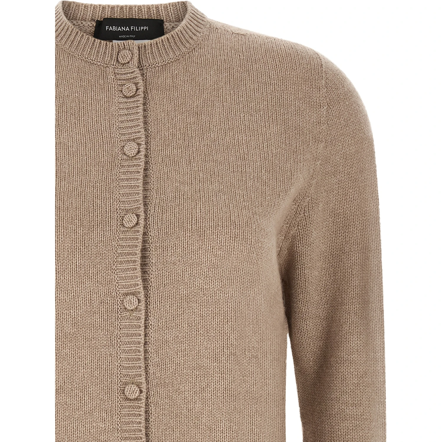 Beige Virgin Wool Cardigan