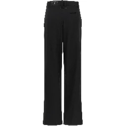 Black Polyester Casual Pants