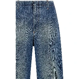 Blue Cotton High-Waisted Jean