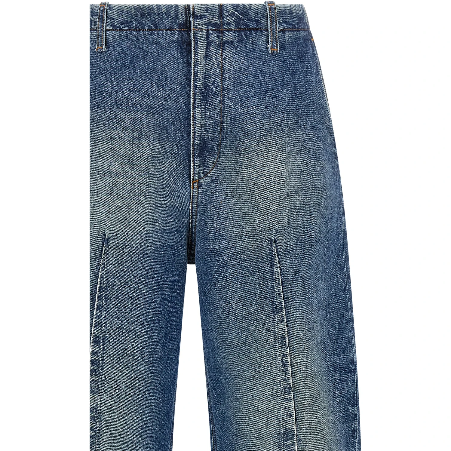Blue Cotton High-Waisted Jean