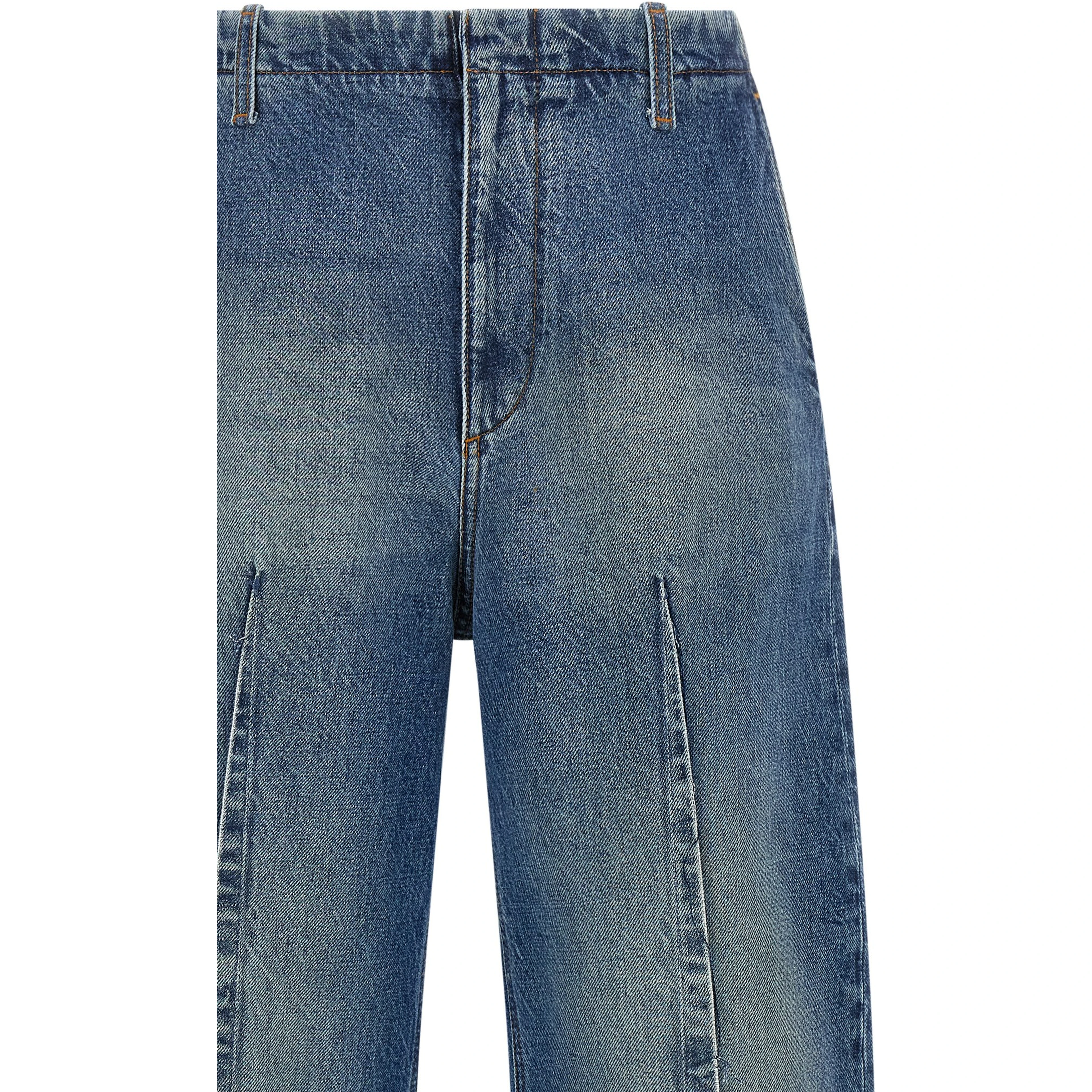 Blue Cotton High-Waisted Jean