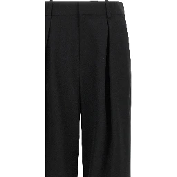 Black Polyester Casual Pants