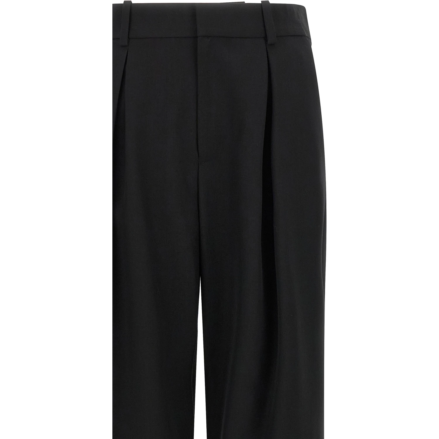 Black Polyester Casual Pants