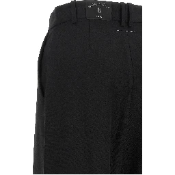 Black Polyester Casual Pants