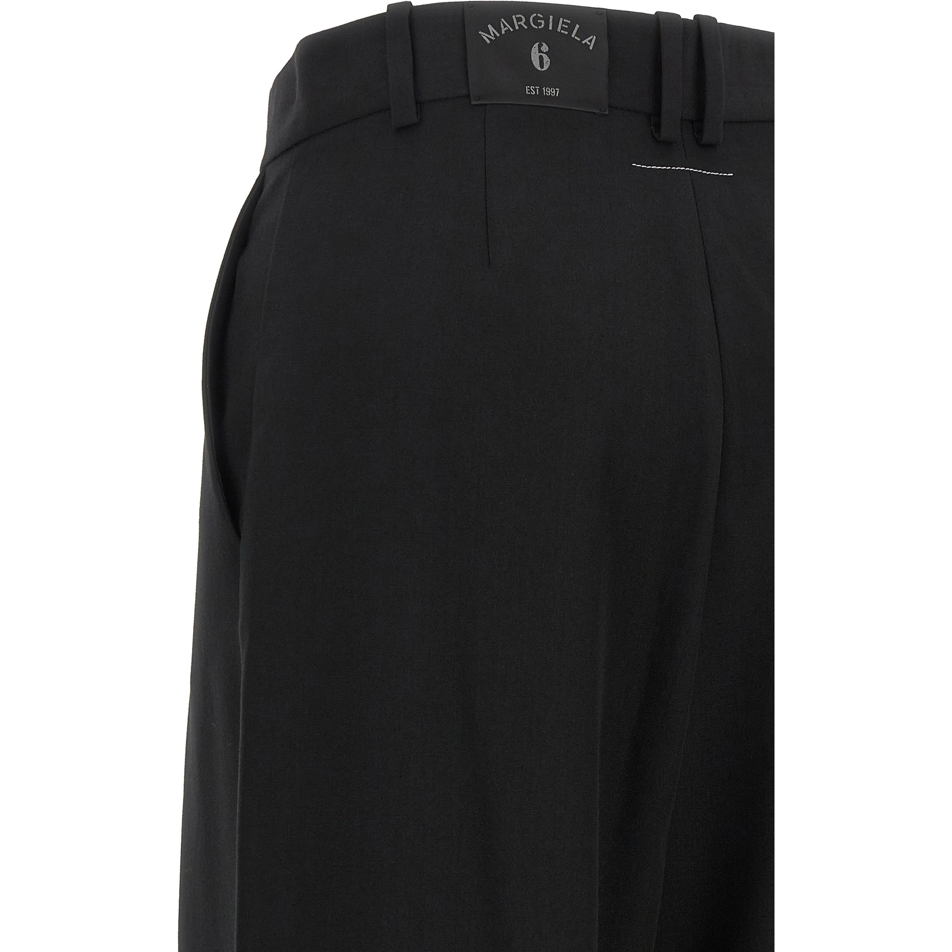 Black Polyester Casual Pants