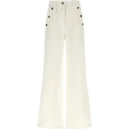 White Cotton Flared Pants