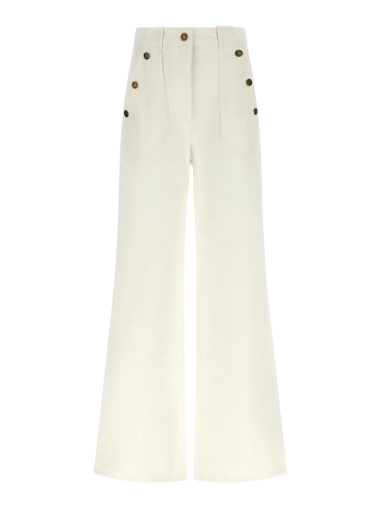 White Cotton Flared Pants