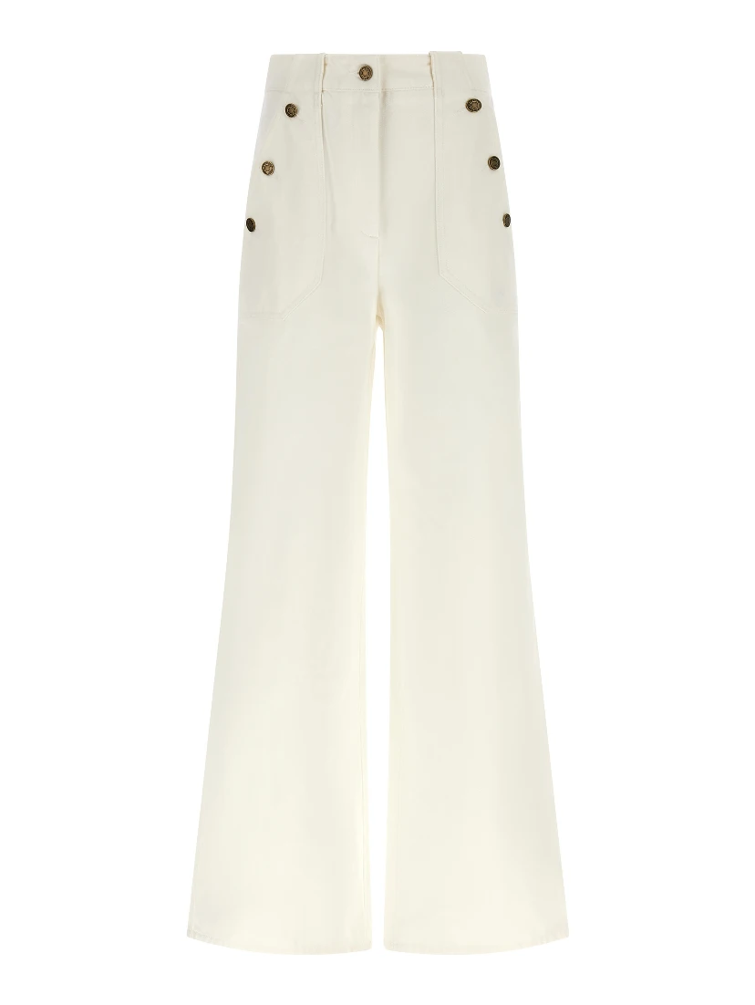 White Cotton Flared Pants