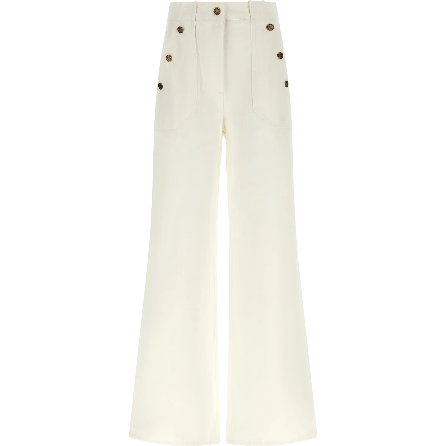 White Cotton Flared Pants