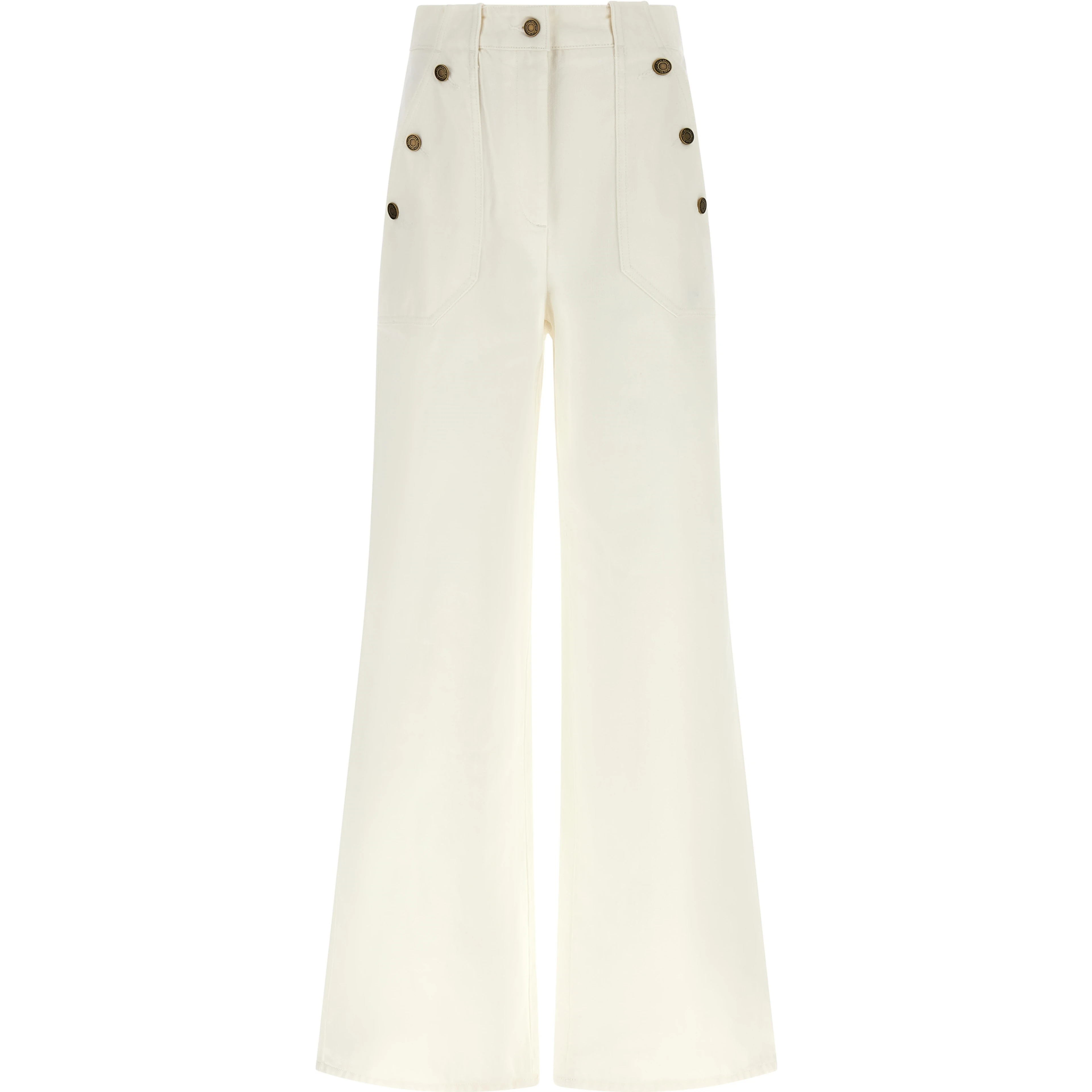 White Cotton Flared Pants