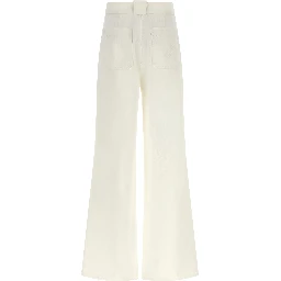White Cotton Flared Pants
