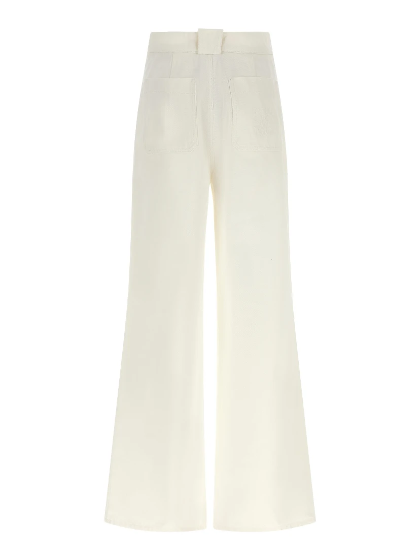 White Cotton Flared Pants