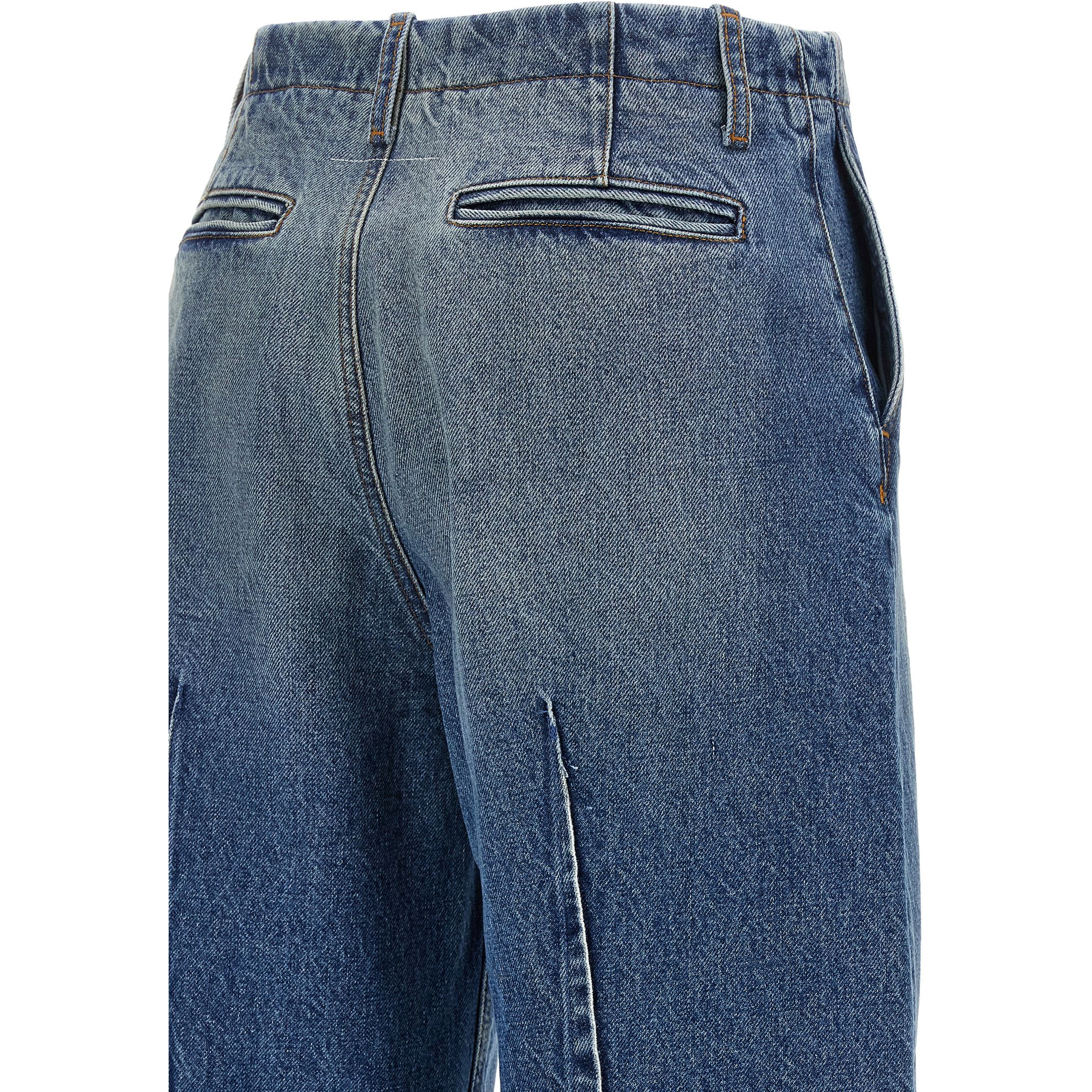 Blue Cotton High-Waisted Jean