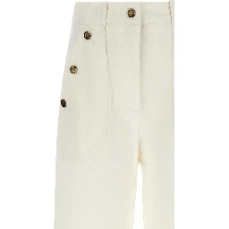 White Cotton Flared Pants